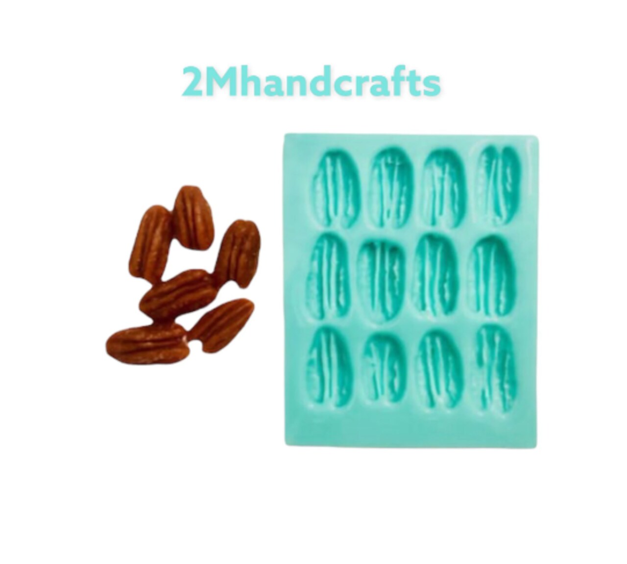 12pc Pecan Shape Silicone Mold | Realistic Food Shape For Soap Embeds | Candle Embeds | Wax Melts Silicone Mold